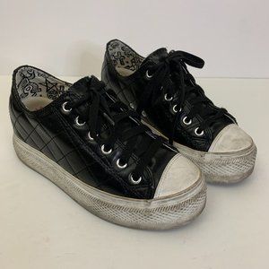 iijin Platform Sneaker Women's Size 39 /8 US Black Quilted Pattern